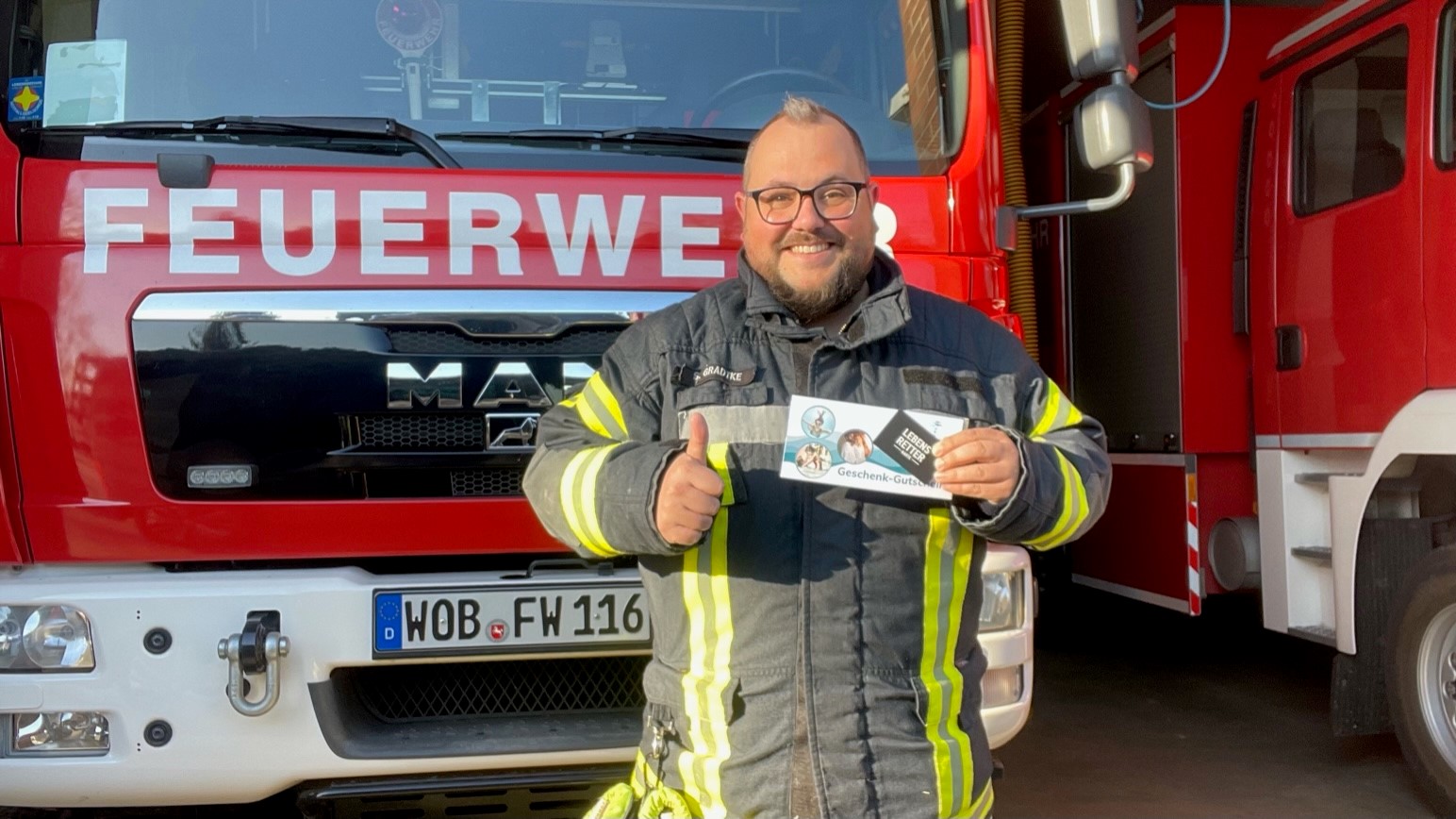 Bild Sebastian Gradtke bei der freiwilligen Feuerwehr